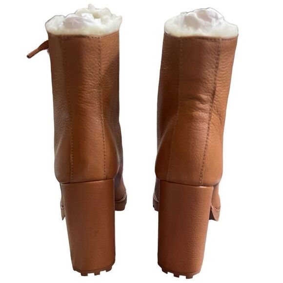 NIB Schutz Zhara Winter Leather Heeled Booties With Faux Fur Lining Size 8.5 - Picture 7 of 16